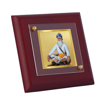 Diviniti 24K Gold Plated Baba Deep Singh Photo Frame for Temple, Puja Room, Home Decor, Table Top, Gift | MDF Size 1A (9.9x9.9 CM)