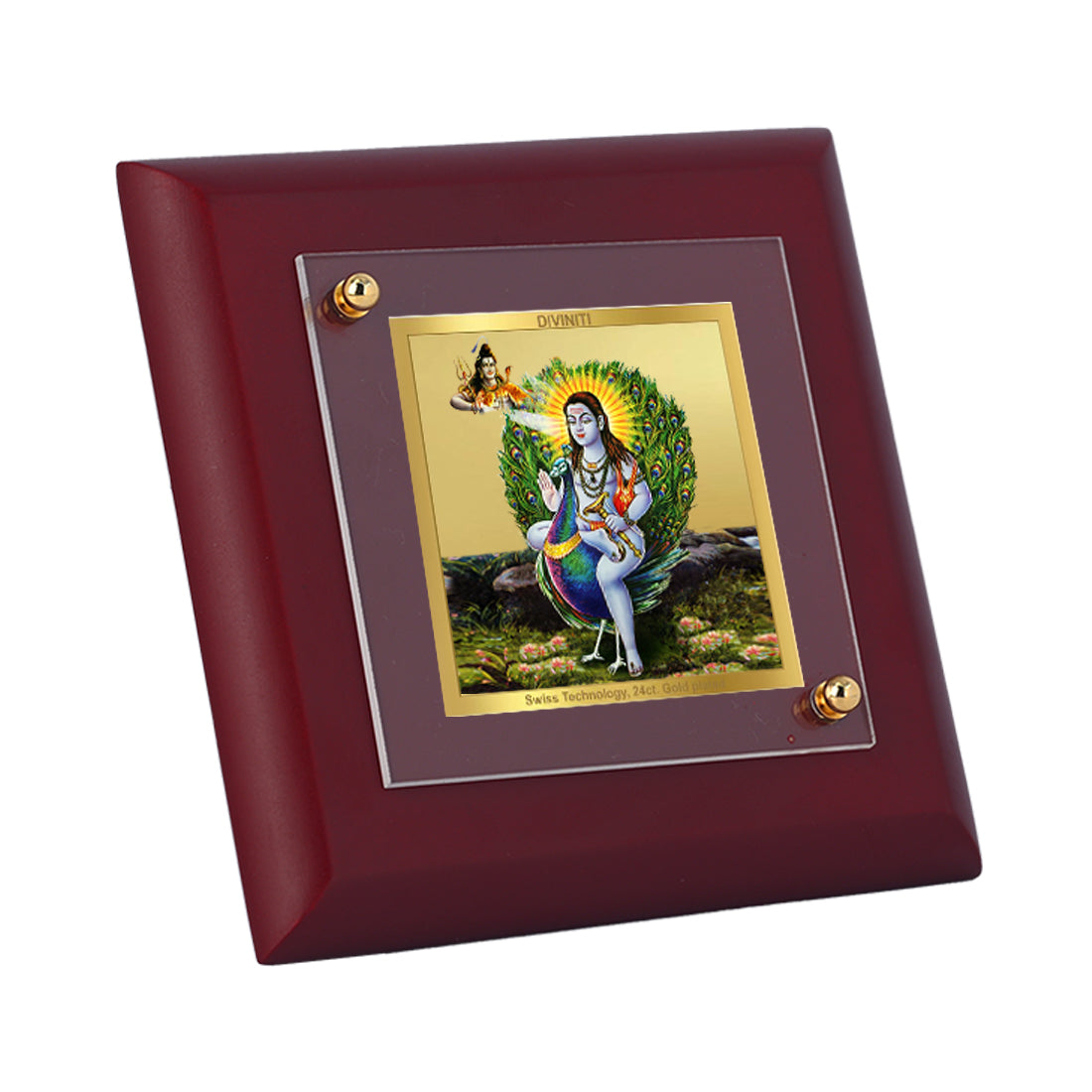 Diviniti 24K Gold Plated Baba Balak Nath Photo Frame Protector, Mentor for Home Decor Showpiece, Table Tops, Luxury Gift | MDF Size 1A (9.9x9.9 CM)