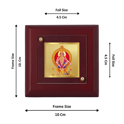 Diviniti 24K Gold Plated Lord Ayyapan Photo Frame Hope, Faith for Office, Puja Room, Home, Table Top, Luxury Gift | MDF Size 1A (9.9x9.9 CM)