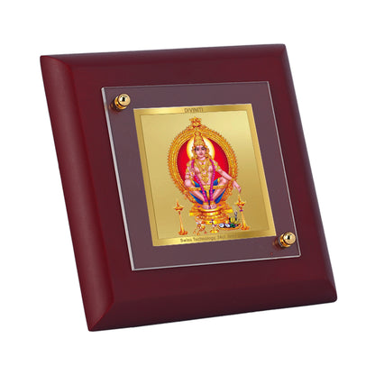 Diviniti 24K Gold Plated Lord Ayyapan Photo Frame Hope, Faith for Office, Puja Room, Home, Table Top, Luxury Gift | MDF Size 1A (9.9x9.9 CM)