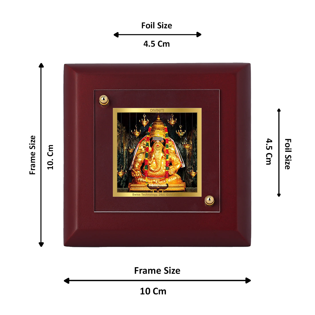 Diviniti 24K Gold Plated Ayyapa Vinaygar Photo Frame for Home Decor, Table Tops, Prayer, Gift | MDF Size 1A (9.9x9.9 CM)