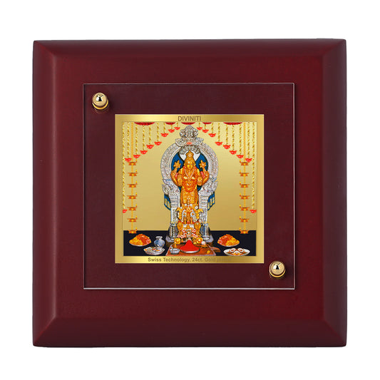 Diviniti 24K Gold Plated Goddess Annapoorna Photo Frame Spiritual, Blessings for Home Decor, Tabletop, Workshop, Gift | MDF Size 1A (9.9x9.9 CM)