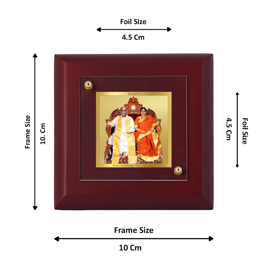 Diviniti 24K Gold Plated Amma Bhagwan Photo Frame for Home & Office Decor, Table Top, Puja, Luxury Gift | MDF Size 1A (9.9x9.9 CM)