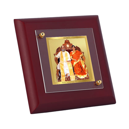 Diviniti 24K Gold Plated Amma Bhagwan Photo Frame for Home & Office Decor, Table Top, Puja, Luxury Gift | MDF Size 1A (9.9x9.9 CM)