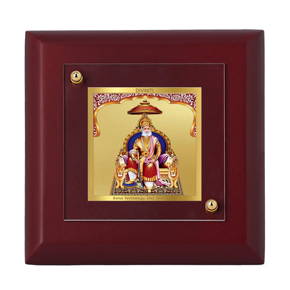 Diviniti 24K Gold Plated Agrasain Maharaj Photo Frame Prosperity, Peace for Home & Office Decor, Tabletop, Pooja Room, Gift | MDF Size 1A (9.9x9.9 CM)