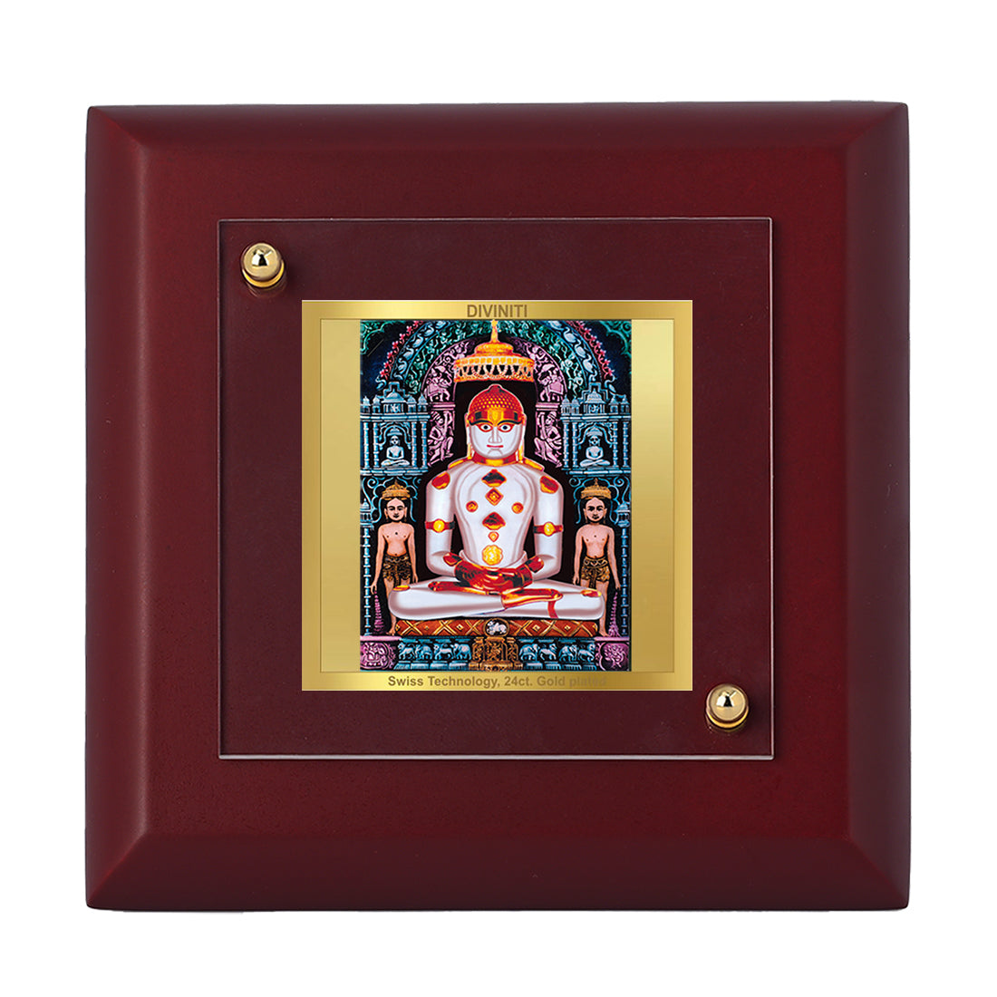 Diviniti 24K Gold Plated Adinath Photo Frame for Home & Office Decor Showpiece, Table Top, Prayer, Luxury Gift | MDF Size 1A (9.9x9.9 CM)