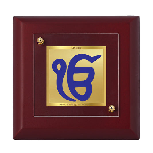 Diviniti 24K Gold Plated Ek Onkar Phone Frame for Home Decor Showpiece, Tabletop, Office, Festival Gift| MDF Size 1A (9.9x9.9 CM)