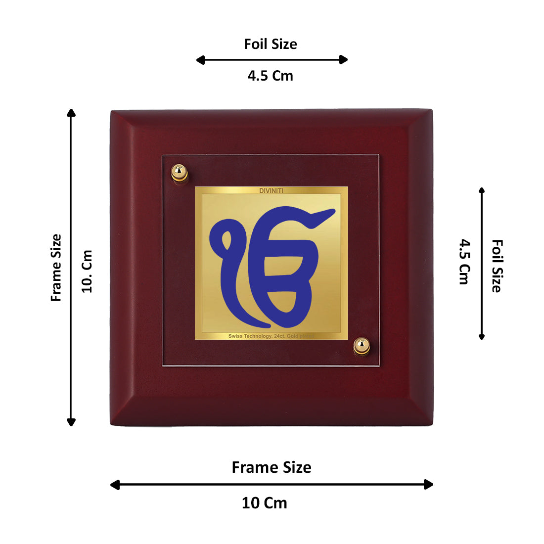 Diviniti 24K Gold Plated Ek Onkar Phone Frame for Home Decor Showpiece, Tabletop, Office, Festival Gift| MDF Size 1A (9.9x9.9 CM)