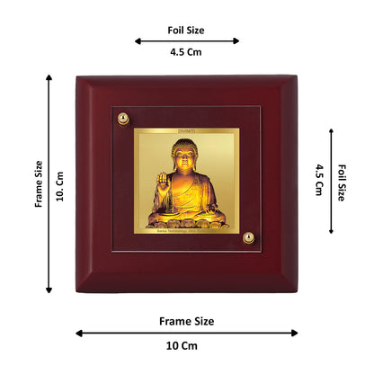 Diviniti 24K Gold Plated Lord Buddha Photo Frame for Home Decor Showpiece, Tabletop, Office & Luxury Gift | MDF Size 1A (9.9x9.9 CM)