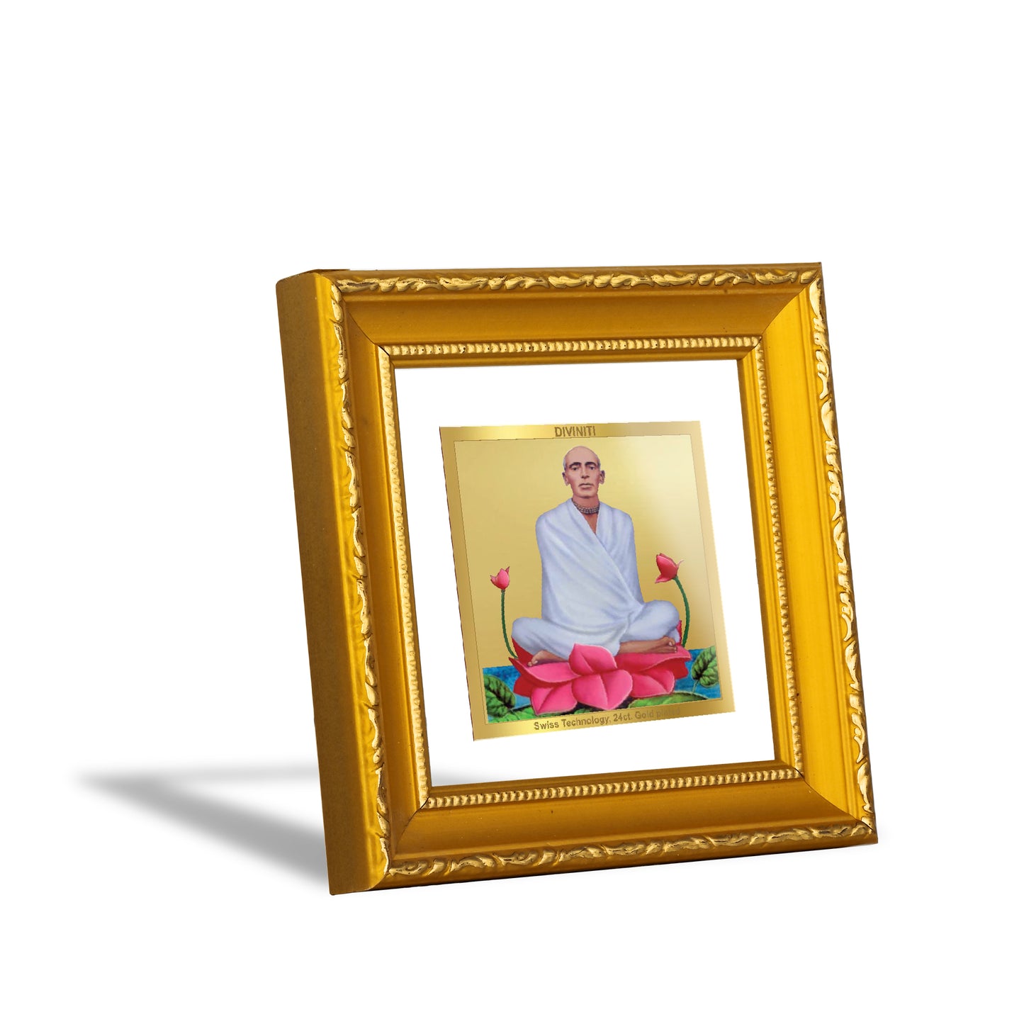 DIVINITI 24K Gold Plated Ram Thakur Wooden Photo Frame Idol for Wall Hanging, Puja Room, Table Top, Home Decor, Workshop, Gifts | DG101S1A (10x10 CM)