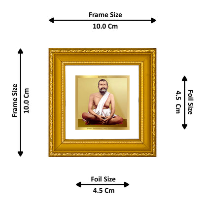 DIVINITI 24K Gold Plated Foil Ramakrishna Wooden Photo Frame Idol for Puja Room, Wall Hanging, Table Top, Home Decor, Workshop, Gifts | DG101S1A (10x10 CM)