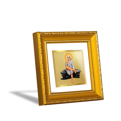 DIVINITI 24K Gold Plated Sai Baba Wooden Wall Photo Frame Idol for Workshop, Table Top, Puja Room, Wall Hanging, Home Decor, Gifts | DG101S1A (10x10 CM)