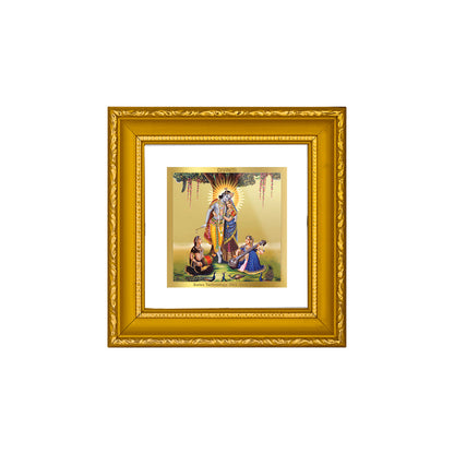 DIVINITI 24K Gold Plated Radha Krishna Photo Frame Idol for Home Decor, Puja Room, Wall Hanging, Table Top, Workshop, Gifts|DG101S1A (10x10 CM)