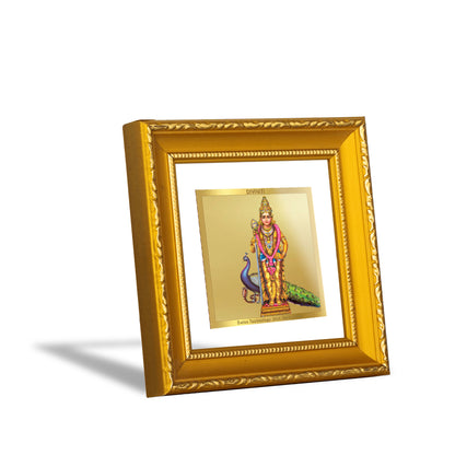 DIVINITI 24K Gold Plated Foil Goddess Murugan Wooden Wall Photo Frame Idol for Table Top, Home Decor, Puja Room, Workshop, Gifts | DG101S1A (10x10 CM)