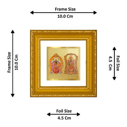 DIVINITI 24K Gold Plated Padmavathi Balaji Photo Frame Idol for Puja Room, Wall Hanging, Table Top, Home Decor, Gifts|DG101S1A (10x10 CM)