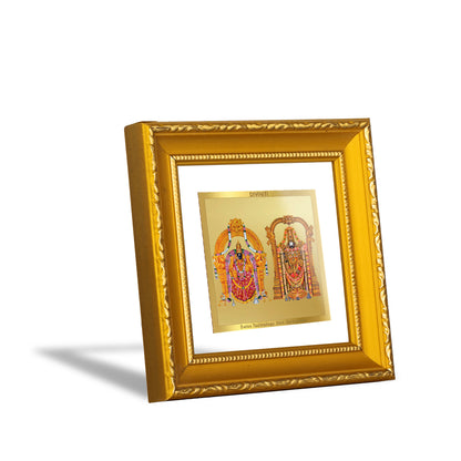 DIVINITI 24K Gold Plated Padmavathi Balaji Photo Frame Idol for Puja Room, Wall Hanging, Table Top, Home Decor, Gifts|DG101S1A (10x10 CM)