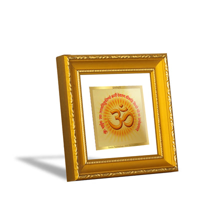 DIVINITI 24K Gold Plated Foil Om Gayatri Mantra Wooden Photo Frame Idol for Puja Room, Wall Hanging, Home Decor, Workshop, Gifts | DG101S1A (10x10 CM)