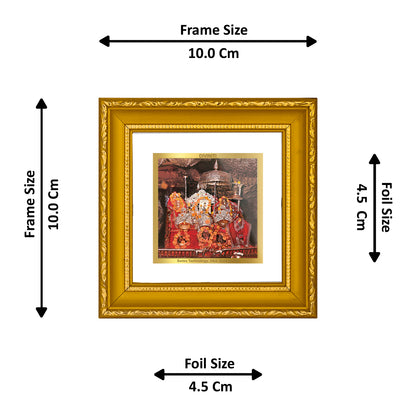 DIVINITI 24K Gold Plated Foil Mata Ka Darbar Photo Frame Idol for Puja Room, Wall Hanging, Table Top, Home Decor, Workshop, Gifts|DG101S1A (10x10 CM)