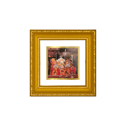 DIVINITI 24K Gold Plated Foil Mata Ka Darbar Photo Frame Idol for Puja Room, Wall Hanging, Table Top, Home Decor, Workshop, Gifts|DG101S1A (10x10 CM)