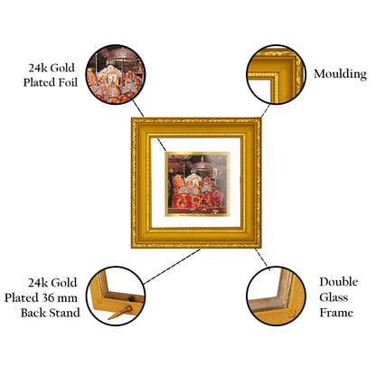 DIVINITI 24K Gold Plated Foil Mata Ka Darbar Photo Frame Idol for Puja Room, Wall Hanging, Table Top, Home Decor, Workshop, Gifts|DG101S1A (10x10 CM)