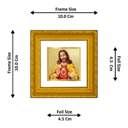 DIVINITI 24K Gold Plated Foil Jesus Wooden Photo Frame Idol for Prayer, Wall Hanging, Workshop, Home Decor, Table Top, Gifts | DG101S1A (10x10 CM)