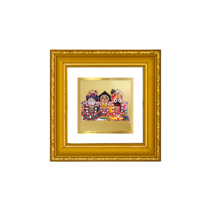 DIVINITI 24K Gold Plated Foil Lord Jagannath Photo Frame Idol for Wall Hanging, Workshop, Home Decor, Table Top, Gifts|DG101S1A (10x10 CM)