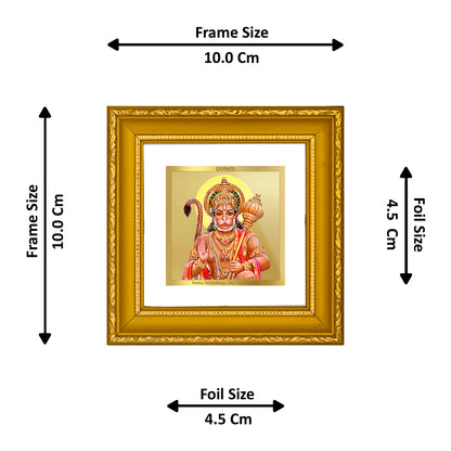 DIVINITI 24K Gold Plated Foil Lord Hanuman Wooden Classic Wall Photo Frame Idol for Home Decor, Table Top, Workshop, Puja Room, Gifts | DG101S1A (10x10 CM)