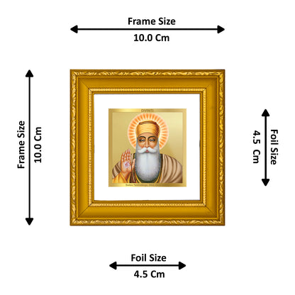 DIVINITI 24K Gold Plated Foil Guru Nanak Wooden Exquisite Photo Frame Idol for Home Decor, Wall Hanging, Puja Room, Workshop, Gifts | DG101S1A (10x10 CM)