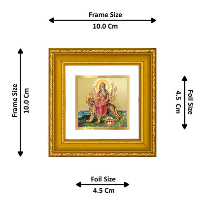 DIVINITI 24K Gold Plated Foil Goddess Durga Wooden Traditional Photo Frame Idol for Wall Hanging, Home Decor, Puja Room, Gifts | DG101S1A (10x10 CM)