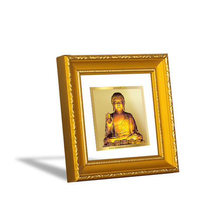 DIVINITI 24K Gold Plated Foil Lord Buddha Wooden Photo Frame Idol for Wall Hanging, Puja Room, Home Decor, Table Top, Luxury Gifts | DG101S1A (10x10 CM)