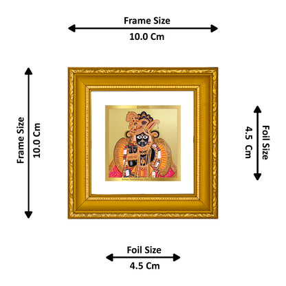 DIVINITI 24K Gold Plated Foil Bankey Bihari Wooden Religious Wall Photo Frame Idol for Puja Room, Home Decor, Workshop, Table Top, Gifts | DG101S1A (10x10 CM)