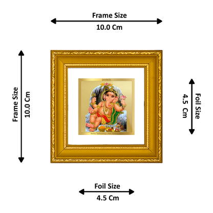 DIVINITI 24K Gold Plated Foil Lord Bal Ganesha Wall Photo Frame Idol for Puja Room, Workshop, Home Decor, Table Top, Luxurious Gifts|DG101S1A (10x10 CM)