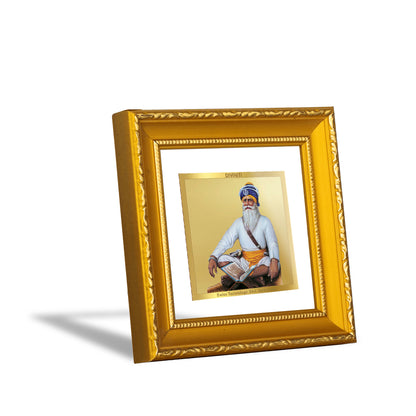 DIVINITI 24K Gold Plated Foil Baba Deep Singh Wooden Traditional Photo Frame Idol for Wall Hannging, Puja Room, Home Decor, Table Top, Gifts | DG101S1A (10x10 CM)