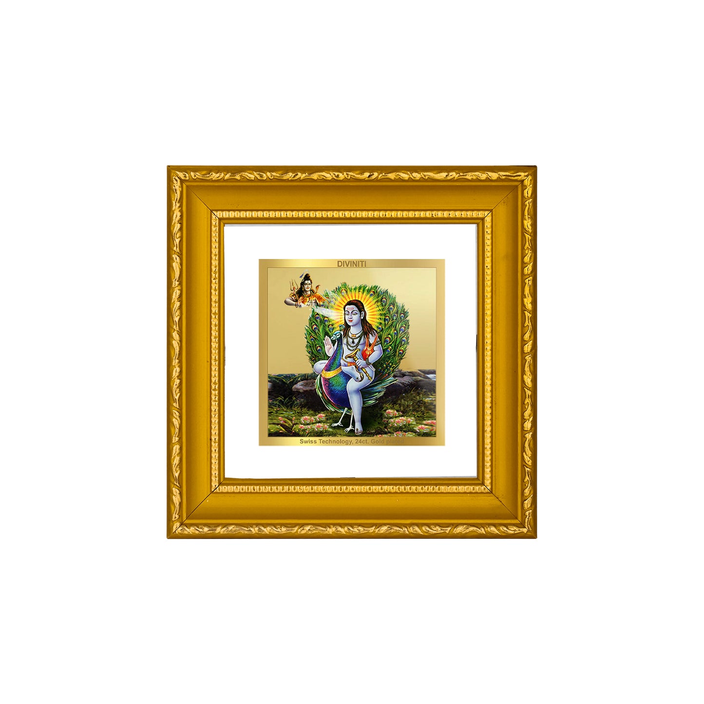 DIVINITI 24K Gold Plated Foil Baba Balak Nath Wall Photo Frame Idol for Puja Room, Home Decor, Workshop, Gifts Items|DG101S1A (10x10 CM)