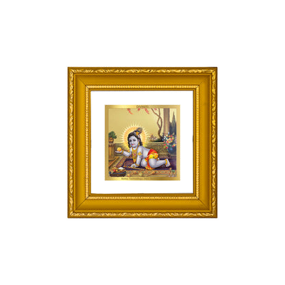 DIVINITI 24K Gold Plated Foil Laddu Gopal Stylish Photo Frame Idol for Table Top, Home Decor, Wall Hanging, Workshop, Gifts|DG101S1A (10x10 CM)