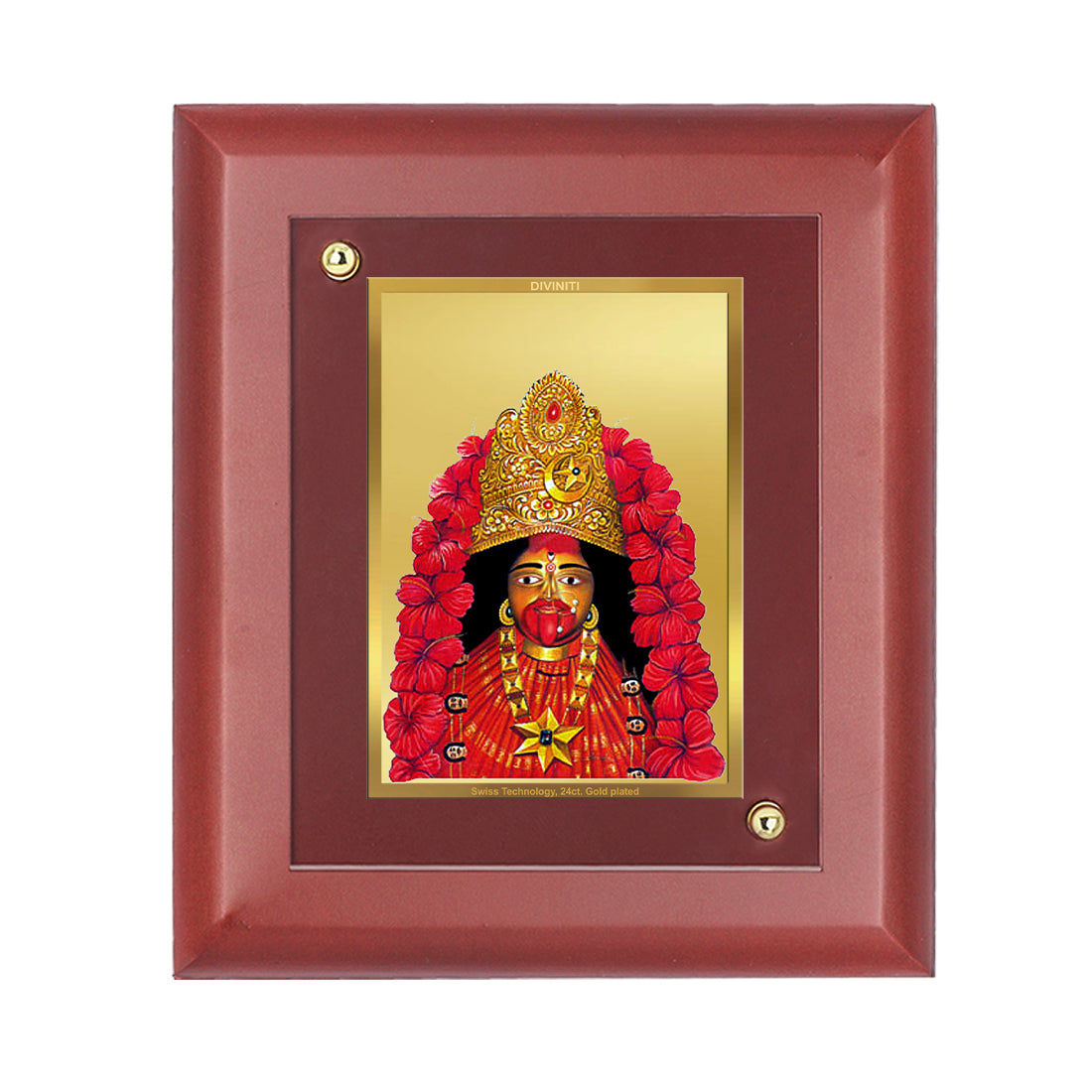 DIVINITI 24K Gold Plated Foil Maa Tara Wall Photo Frame, Table Decor Wooden Wall Photo Frame and Religious Photo Frame Idol For Pooja, Gifts Items MDF Size 2 (20x16 CM)