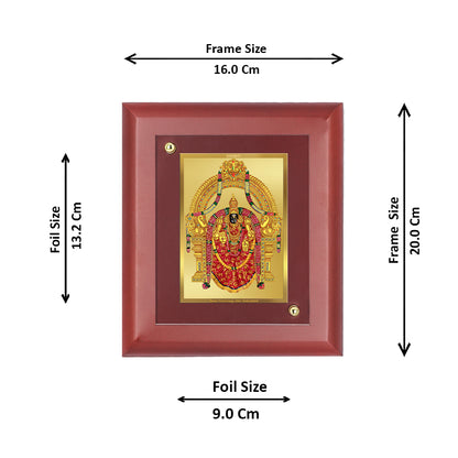 DIVINITI 24K Gold Plated Foil Padmavati Wall Photo Frame, Table Decor| Wooden Wall Photo Frame and Religious Photo Frame Idol For Pooja, Gifts Items MDF Size 2 (20x16 CM)