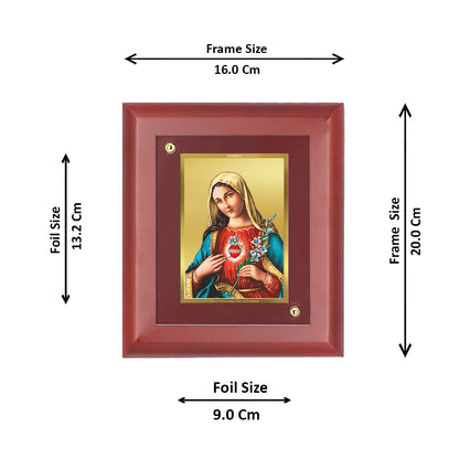 DIVINITI 24K Gold Plated Foil Mother Mary Wall Photo Frame, Table Decor| Wooden Wall Photo Frame and Religious Photo Frame Idol For Prayer, Gifts Items MDF Size 2 (20x16 CM)