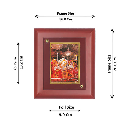 DIVINITI 24K Gold Plated Foil Mata Ka Darbar Wall Photo Frame, Table Decor| Wooden Wall Photo Frame and Religious Photo Frame Idol For Pooja, Gifts Items MDF Size 2 (20x16 CM)