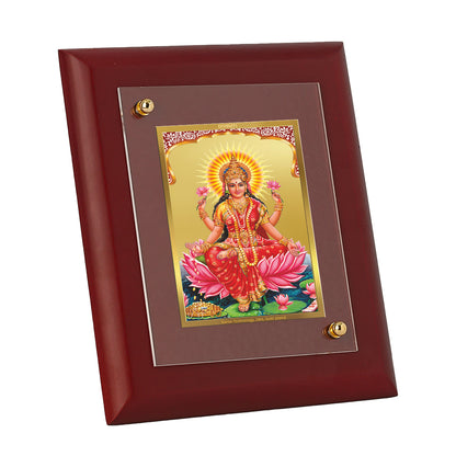 DIVINITI 24K Gold Plated Foil Lakshmi Wall Photo Frame, Table Decor Wall Photo Frame and Religious Photo Frame Idol For Pooja, Gifts Items MDF Size 2 (20x16 CM)