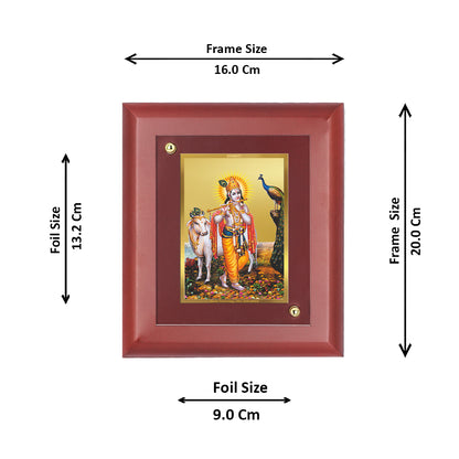 DIVINITI 24K Gold Plated Foil Lord Krishna Wall Photo Frame, Table Decor| Wall Photo Frame and Religious Photo Frame Idol For Pooja, Gifts Items MDF Size 2 (20x16 CM)