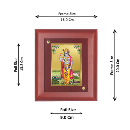 DIVINITI 24K Gold Plated Foil Krishna Wall Photo Frame, Table Decor| Wall Photo Frame and Religious Photo Frame Idol For Pooja, Gifts Items MDF Size 2 (20x16 CM)