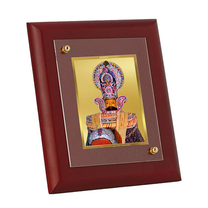 DIVINITI 24K Gold Plated Foil Khatu Shyam Wall Photo Frame, Table Decor| Wooden Wall Photo Frame and Religious Photo Frame Idol For Pooja, Gifts Items MDF Size 2 (20x16 CM)