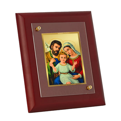 Diviniti 24K Gold Plated Holy Family Photo Frame Home & Office Decor, Tabletop, Puja Room, Workshop, Gift Items | MDFS2 (20x16 CM)