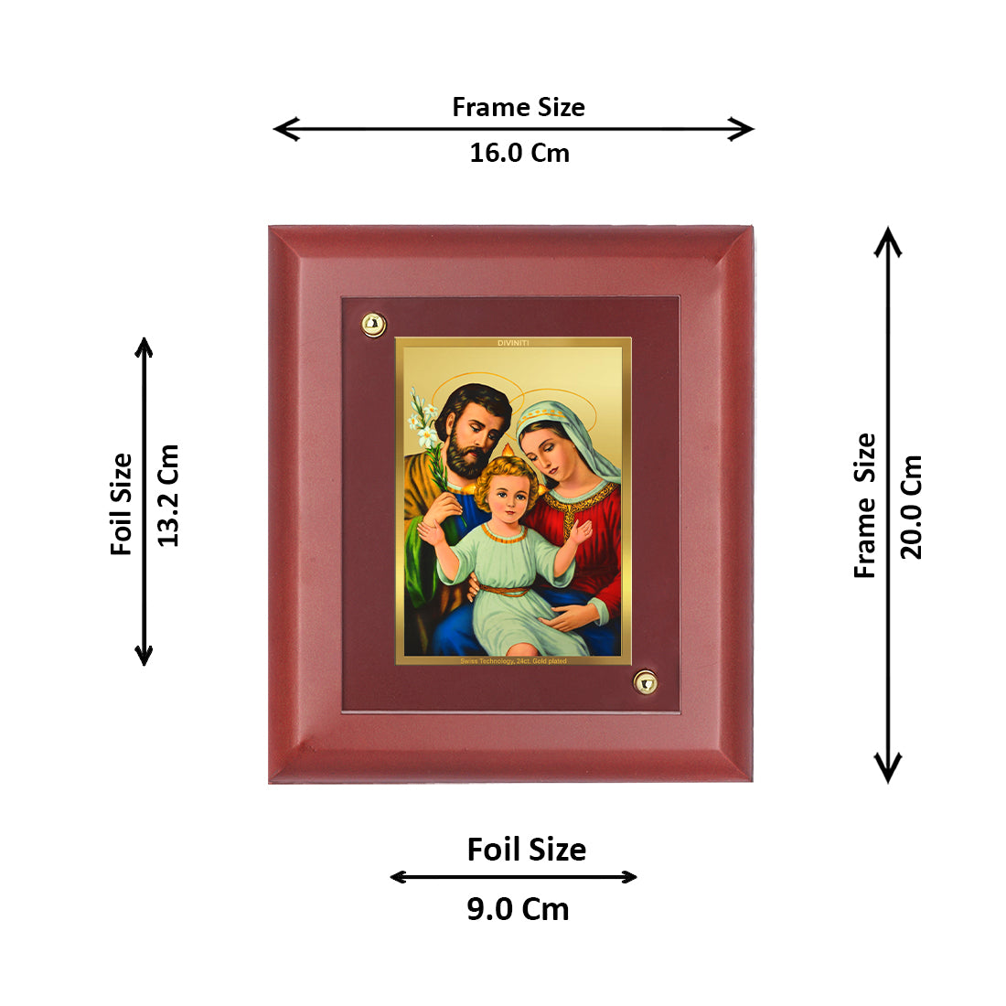 Diviniti 24K Gold Plated Holy Family Photo Frame Home & Office Decor, Tabletop, Puja Room, Workshop, Gift Items | MDFS2 (20x16 CM)