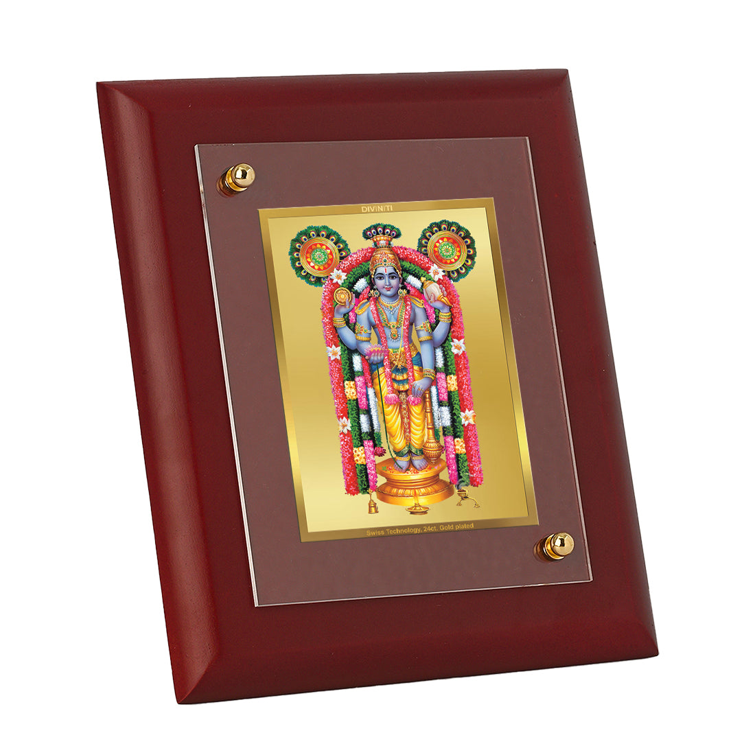 Diviniti 24K Gold Plated Guruvayurappan Photo Frame Home & Office Decor, Tabletop, Puja Room, Workshop, Gift Items | MDFS2 (20x16 CM)