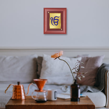 DIVINITI 24K Gold Plated Foil Ek Onkar Wall Photo Frame, Table Decor| Wall Photo Frame and Religious Photo Frame Idol For Pooja, Gifts Items MDF Size 2 (20x16 CM)