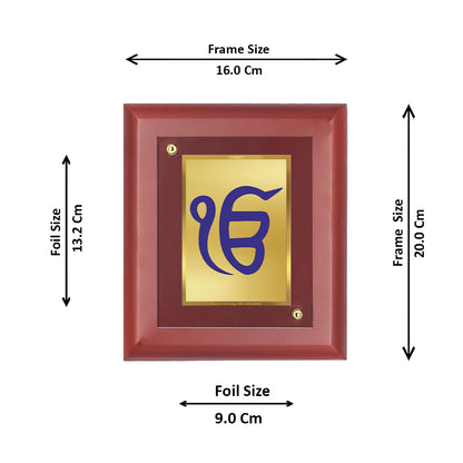 DIVINITI 24K Gold Plated Foil Ek Onkar Wall Photo Frame, Table Decor| Wall Photo Frame and Religious Photo Frame Idol For Pooja, Gifts Items MDF Size 2 (20x16 CM)