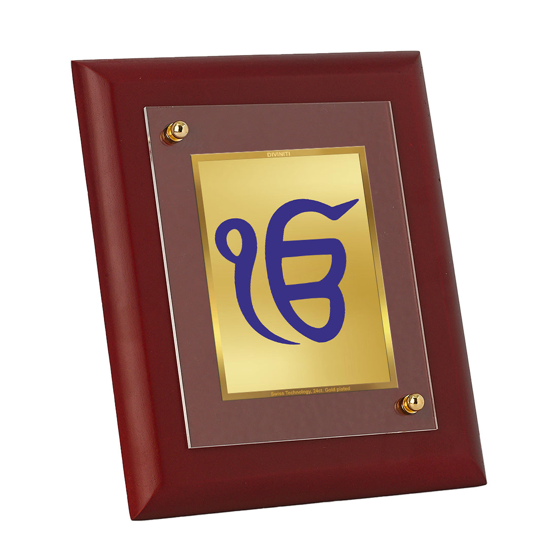 DIVINITI 24K Gold Plated Foil Ek Onkar Wall Photo Frame, Table Decor| Wall Photo Frame and Religious Photo Frame Idol For Pooja, Gifts Items MDF Size 2 (20x16 CM)