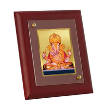 Load image into Gallery viewer, DIVINITI 24K Gold Plated Foil Dagadu Ganesha Wall Photo Frame, Table Decor| Wooden Wall Photo Frame and Religious Photo Frame Idol For Pooja, Gifts Items MDF Size 2 (20x16 CM)
